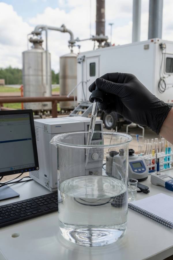 Field water sampling and laboratory analysis at an industrial site